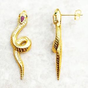 NEW s925 gold plated Snake earrings